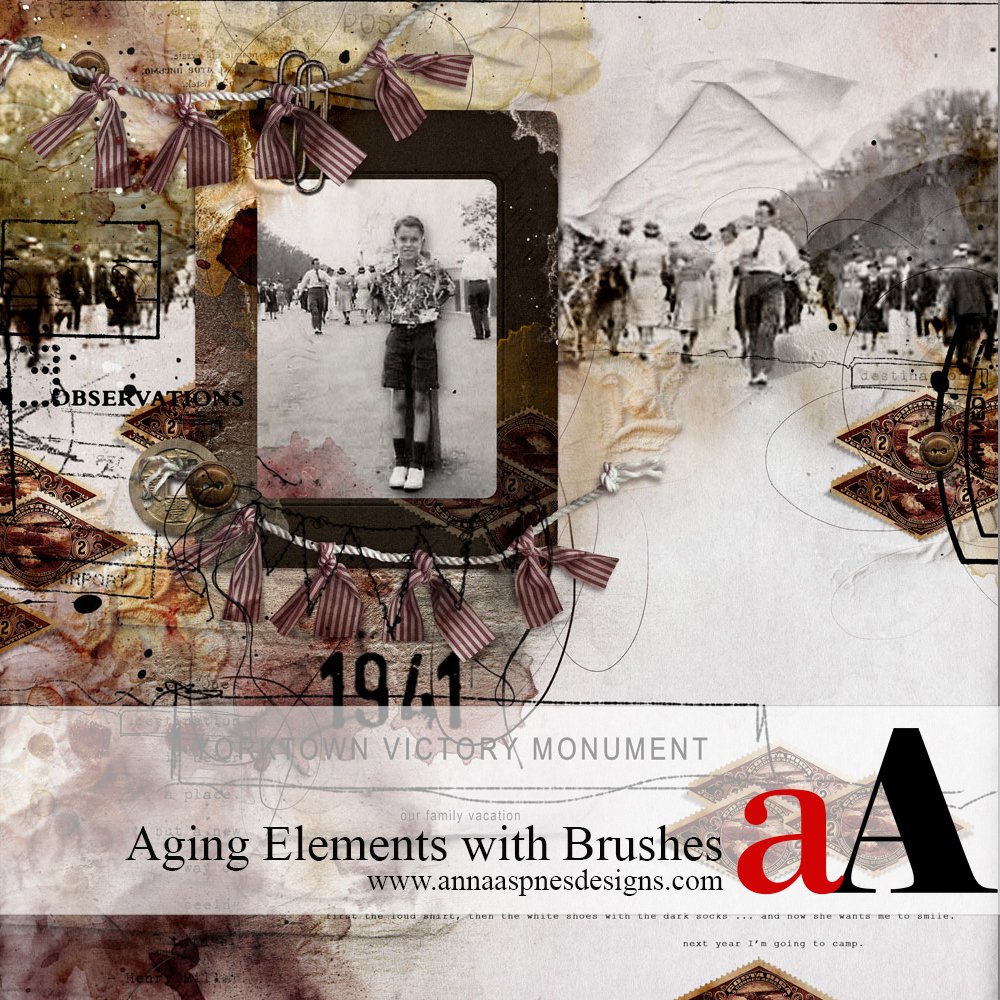 Distress Digital Scrapbook Elements using Brushes Tutorial