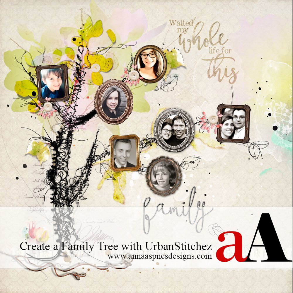 Creative Stitched Digital Scrapbook Family Tree Tutorial