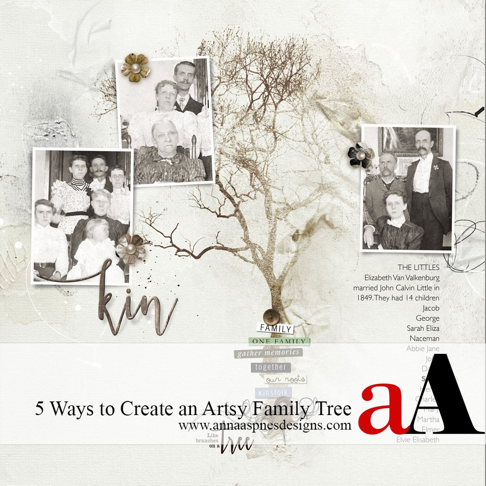 6 Ways to Artsy Family Tree Digital Scrapbook Pages