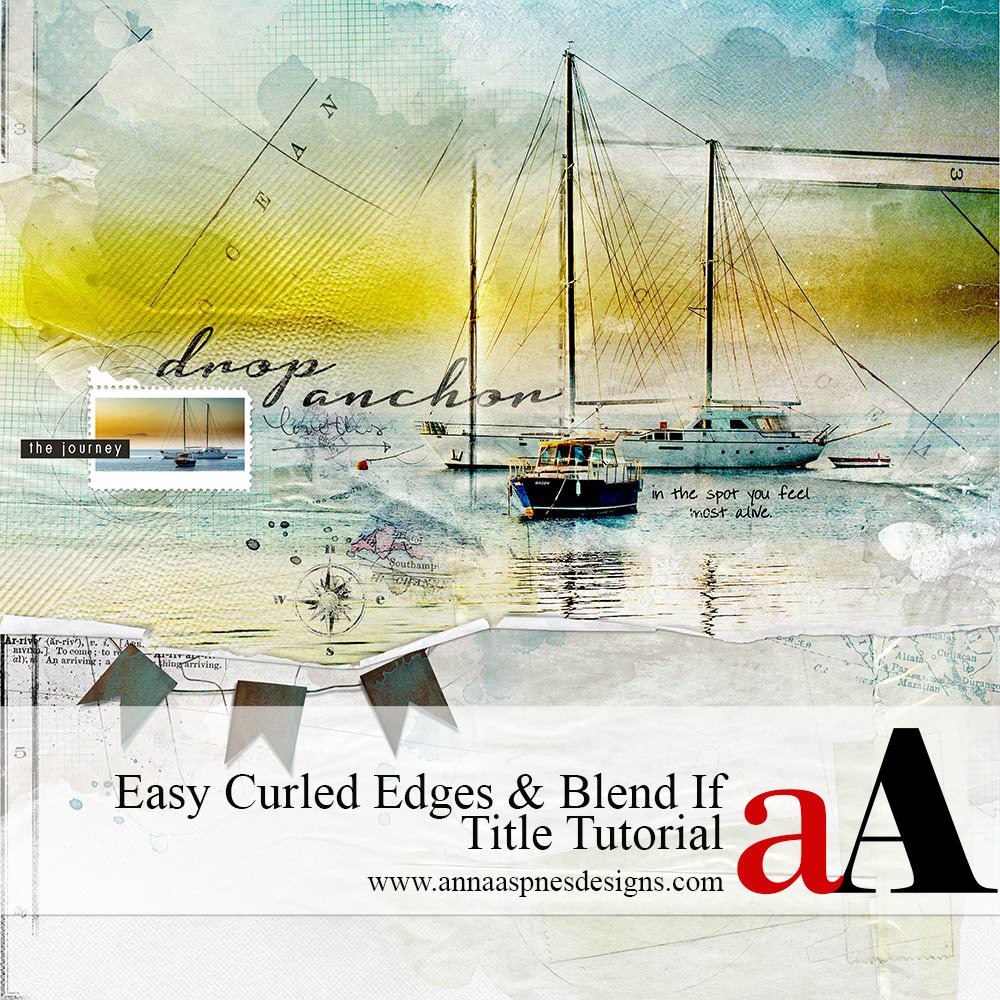 Easy Curled Edges and Blend Ifs Title in Digital Scrapbooking Tutorial