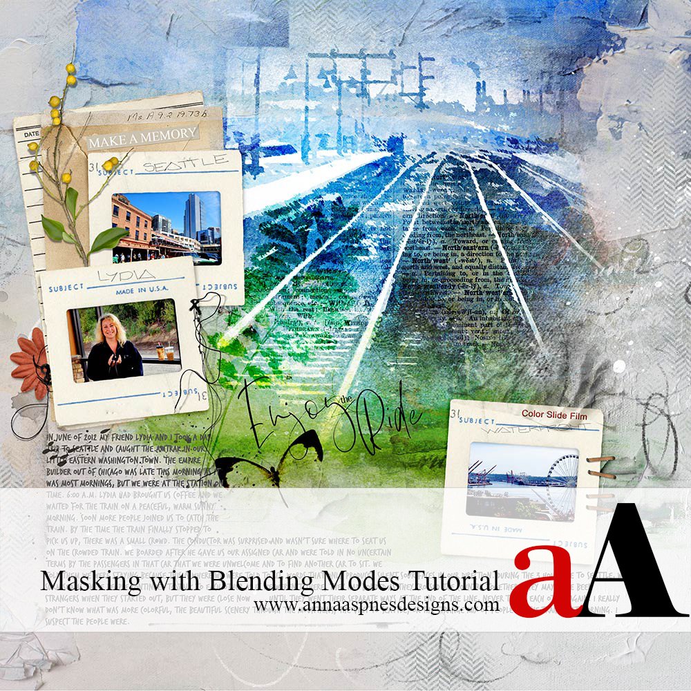Blended Digital Scrapbook Pages with Masks and Blending Modes